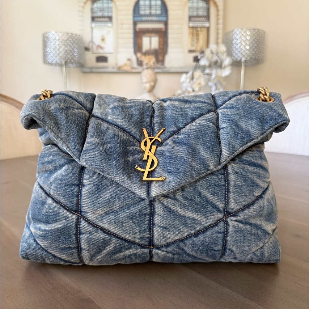 Yves Saint Laurent Loulou Denim Blue Quilted Shoulder Bag